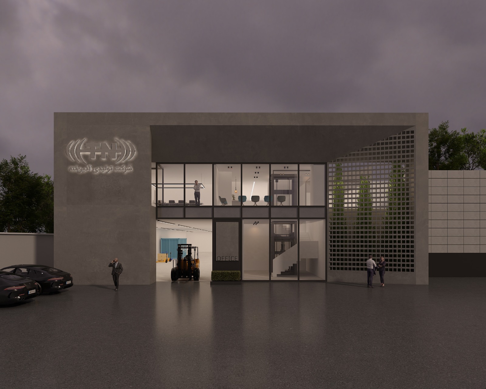 طراحی نمای ساختمان اداری کارخانه آذین‌تنه