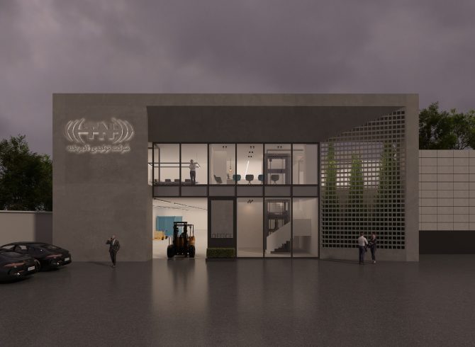 طراحی نمای ساختمان اداری کارخانه آذین‌تنه